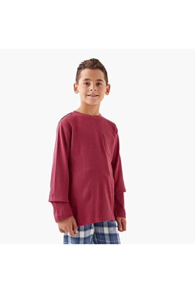 Juniors Printed T-shirt and Checked Pyjama Set