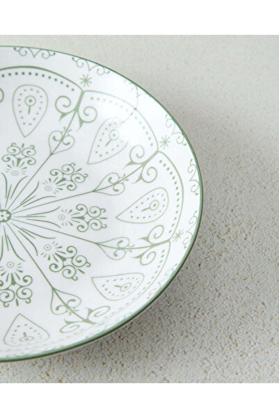 REDTAG Green Floral Pad Print Soup Plate