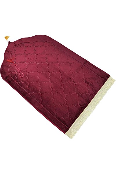 Home Dwell Premium Velvet Prayer Mat 70 x 110 cm – Anti-Slip Soft Janamaz with Tasbeeh – Red