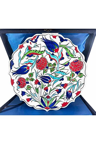 Çini Evi طبق من بلاط إزنيك المزخرف بنمط حديقة الزهور - هدية جديدة للمنزل والمكتب