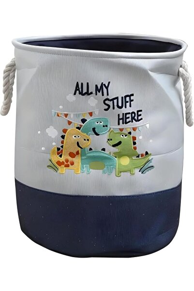 Home Dwell دلو غسيل متوسط الحجم مطرز على شكل ديناصور - 36 × 37 سم