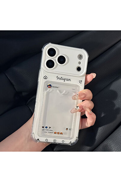 Generic Case compatible with iphone 17 Pro max back cover，Storable Polaroid photo slot，Transparent, TPU