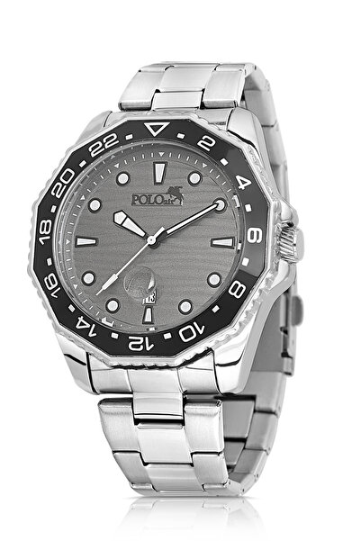 Polo Air Mercek Calendar Rotating Case Silver Gray Black Men's Wristwatch Pl-7047E4X