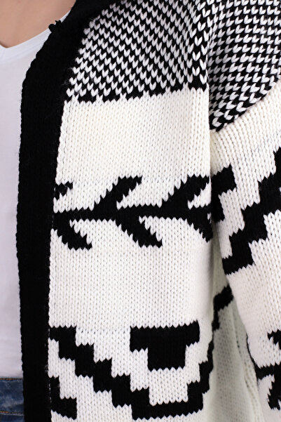armonika Women's Black Patterned Knitwear Cardigan Arm-26K136076