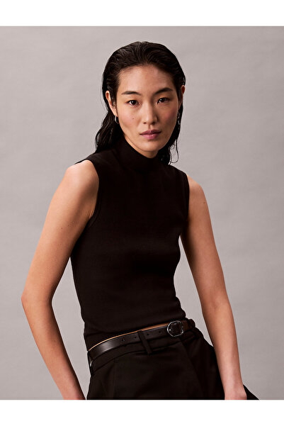 Calvin Klein Viscose Blend Mock Neck Vest