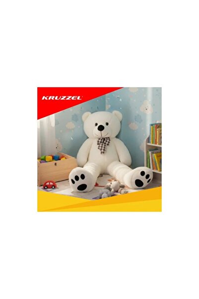 KRUZZEL Plush toy for children, teddy bear 140 cm with decorative bow, cream