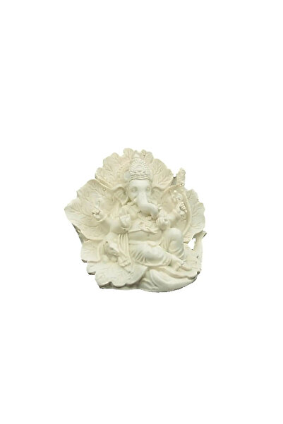 DECOR Λευκό άγαλμα Ganesh Ridhi Sidhi -- 550g; 11x12 εκ