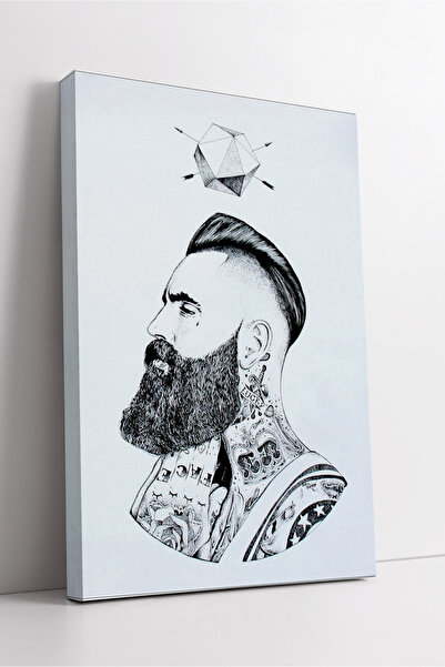 KOSS Dijital Ilustrație în stil modern de bărbat cu barbă, desen pe pânză, ar...