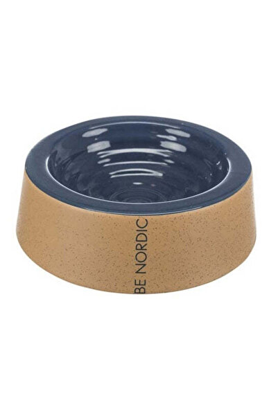 Trixie Dog Ceramic Food Water Bowl, 0.5Lt/20Cm, Dark Blue, Beige