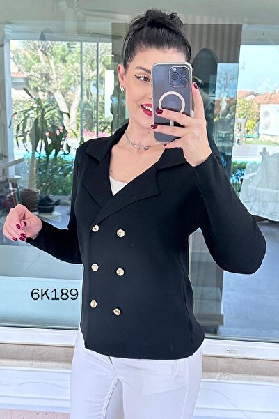 İnce Topuk Double-Breasted Collar Buttoned Knitwear Cardigan 6K189