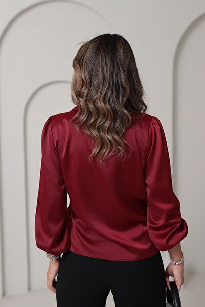 La Perla Boutique Double-Breasted Collar Tie Waist Satin Shirt