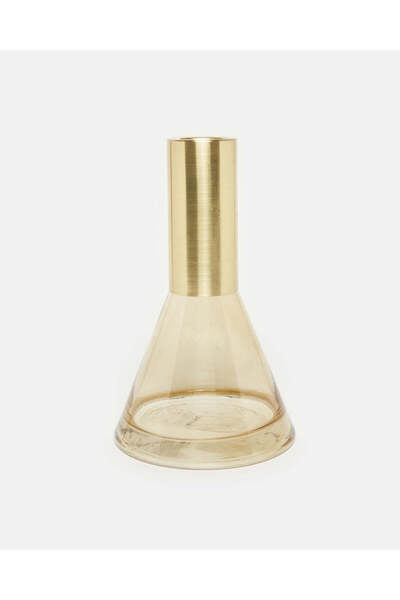 REDTAG Gold Metal And Glass Inverted Cylinder Vase