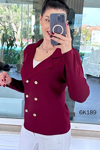 İnce Topuk Double-Breasted Collar Buttoned Knitwear Cardigan 6K189