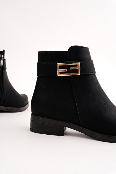 Madam Tarz Bln-440 Buckle Detailed Flat Heel Boots