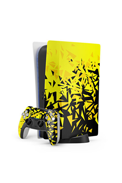 ACME LABS Skin Sticker PlayStation 5 Gaming Console Cover Wrap- Black & Yellow Shards