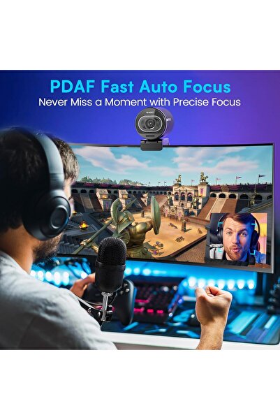 eMeet S600 4K Webcam for Streaming - Sony 1/2.5'' Sensor, PDAF Autofocus, 1080P@60FPS