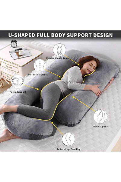 Home Dwell وسادة الحمل - وسادة داعمة للأمومة، 115 × 85 × 25 سم (رمادي)