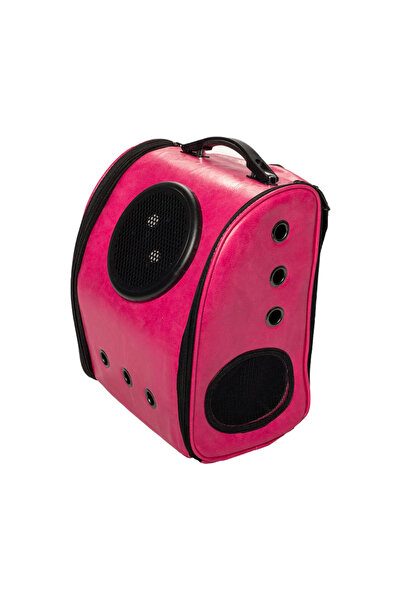 PisiMall Eco-leather backpack, Sarsaila, for pets, dark pink, 40x31x22.5 cm