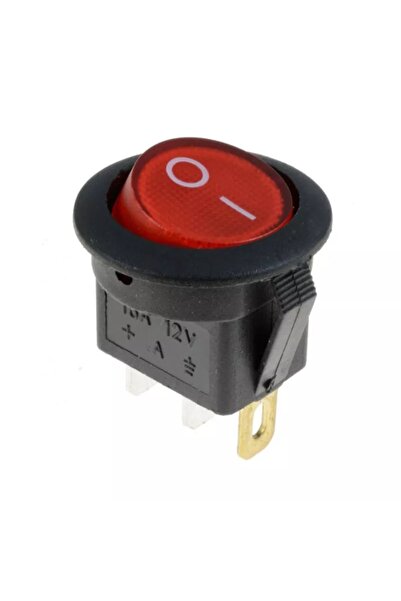 Maroces MR-131A YUVARLAK KIRMIZI IŞIKLI ANAHTAR ON-OFF 3 BACAKLI 12VOLT
