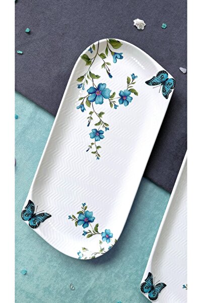 ers erbaşlar طقم أطباق بيضاوية متوسطة فاخرة من قطعتين باللون الفيروزي من بابيلون فلور