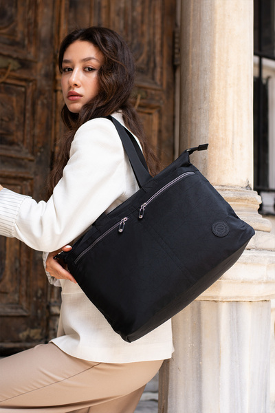 Sanmorris Kadın 6 Gözlü Kullanışlı Su Geçirmez Kumaş Büyük Boy El Ve Omuz Çan...