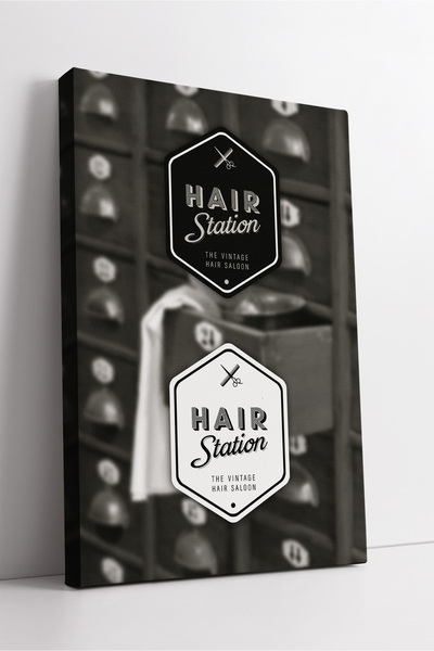 KOSS Dijital Ретро дизайн на фризьорски салон Платно за рисуване Фризьорски с...