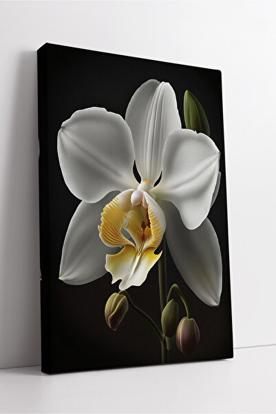 KOSS Dijital Бяла орхидея, избродирана върху платно | Опростен дизайн на стен...