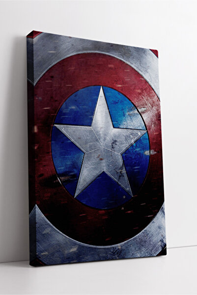 KOSS Dijital Pictură pe pânză cu design Captain America Shield, decorație modernă metalică de perete cu tematică Marvel