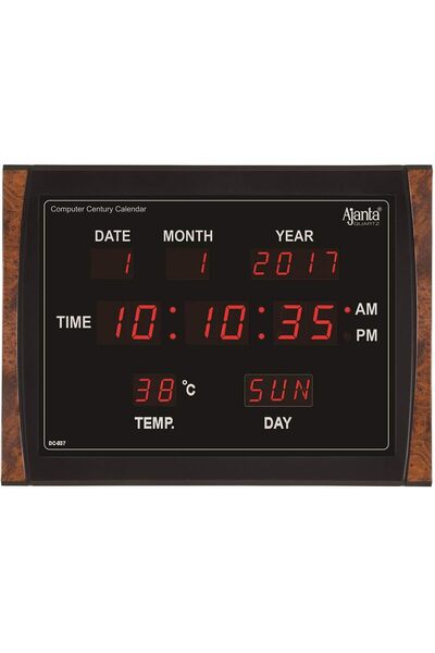ajanta ساعة رقمية بلاستيكية (DC-037، 117 عرض × 19.6 طول × 13 ارتفاع، لون بني)