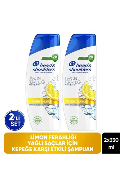 Head&Shoulders Limon Ferahlığı Kepek Karşıtı Yağlı saçlar için Günlük Kullanım 330ML Şampuan x 2 Adet