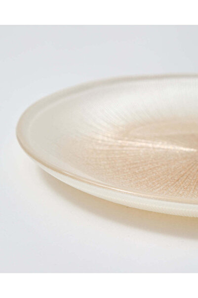 REDTAG Cream And Gold Embellished Glass Side Plate