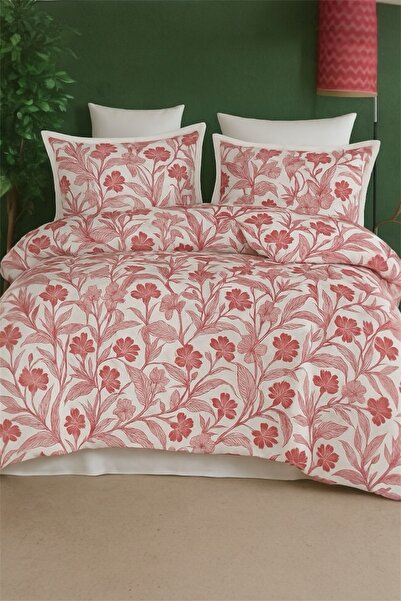 Bayev Red Floral Double Duvet Cover Set