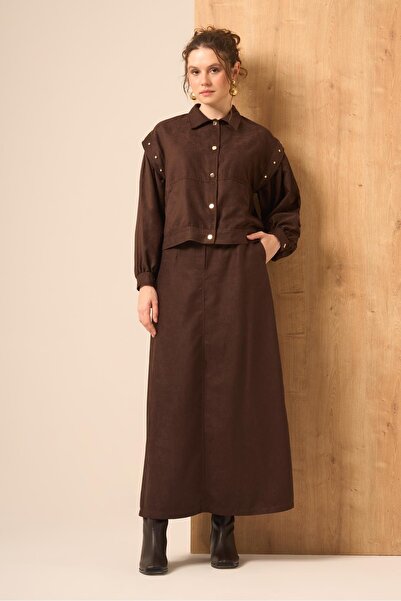 FTZ WOMEN Women's Suede Suit Brown 31238