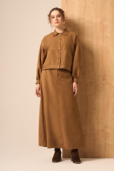 FTZ WOMEN Women's Suede Suit Tan 31238