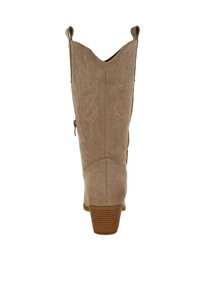 london Rag Women Embroidery Detail Cowboy Boots in Beige