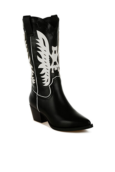 london Rag حذاء رعاة البقر المجنح المرقّع للنساء باللون الأسود