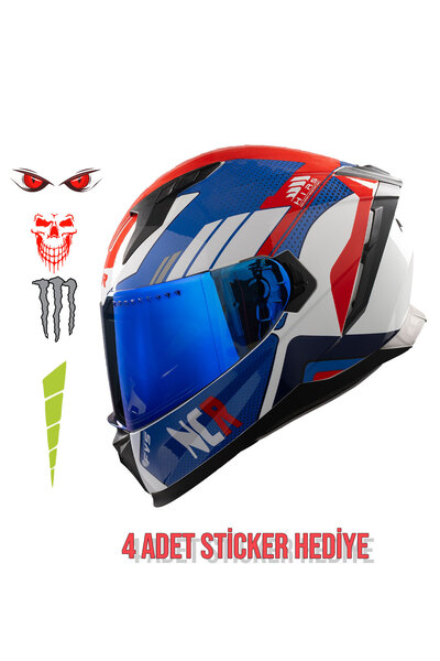 Emporium Ncr Stream Kapalı Kask Mavi Vizörlü (ECE-06)