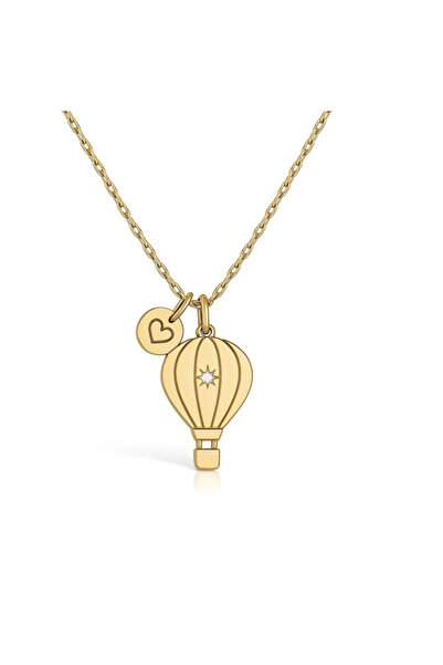 Bijuteria Hanny Lantisor din argint 925 placat cu aur 24K pandantiv balon cu zirconiu