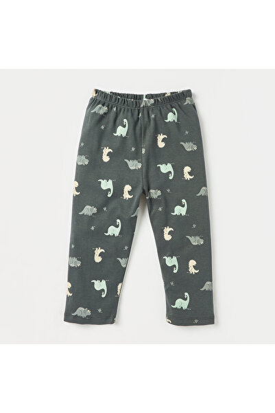 Juniors All-Over Dinosaur Print Long Sleeves T-shirt and Elasticated Pyjama Set