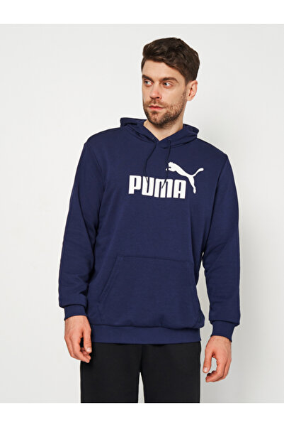 Puma Hanorac cu imprimeu logo si buzunar kangaroo Essentials, Bleumarin, M