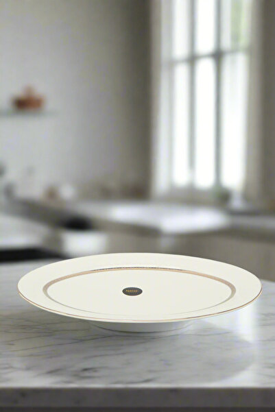 REDTAG White Embossed Oval Plate With Gold Rim
