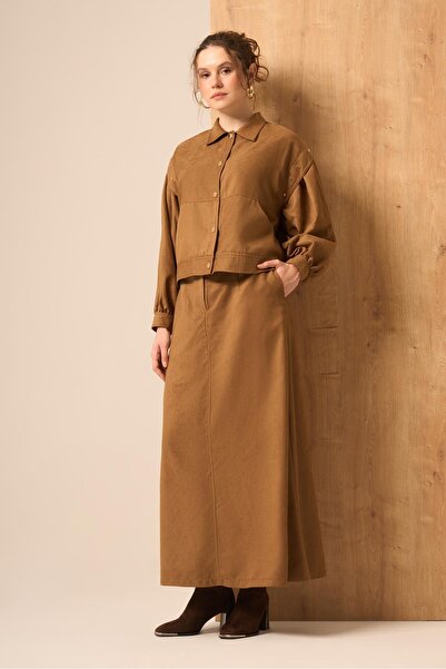 FTZ WOMEN Women's Suede Suit Tan 31238