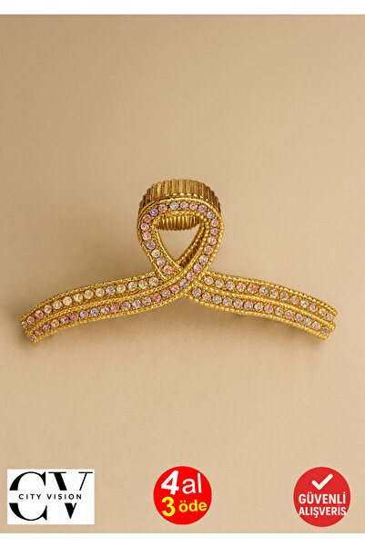 cityvision Agrafă de păr cu model de fundă aurie de 7 cm – Agrafă de păr din ...