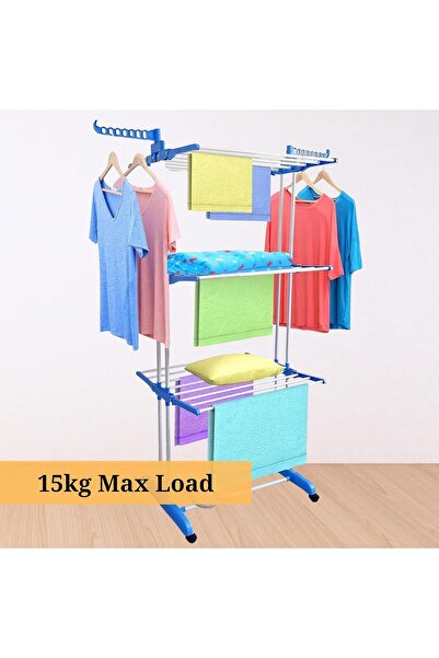 Home Dwell Foldable Cloth Drying Stand with Wheels – Multi-Layer Stainless Steel Laundry Stand