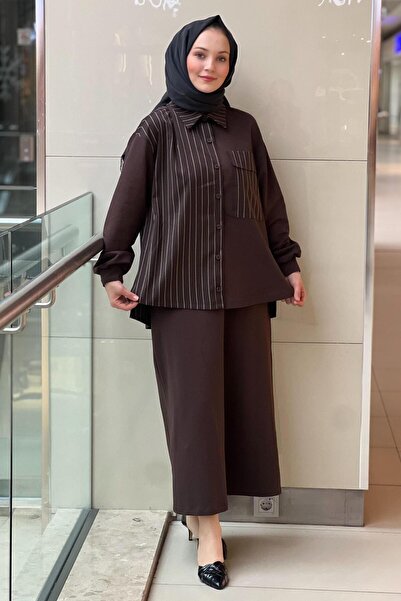 Nurcan Çetin Striped Pocket Shirt Skirt Set