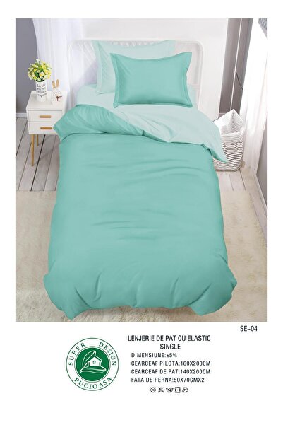 Super Design Pucioasa Bed Linen 1 Person, 4 Pieces, with Fitted Sheet, Fine Cotton + Microfiber, 140x200