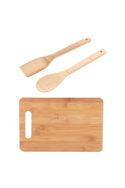 FORHOUSE Bamboo Cutting Board and Spoons Set, Premium Quality, 36 x 26 x 1 cm
