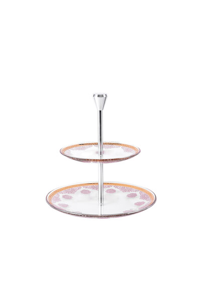 Dimlaj صينية سيلينا الزجاجية ذات الطبقتين CB/1-ذهبية