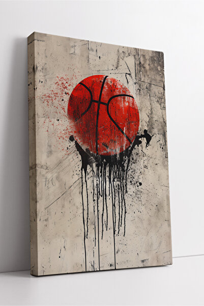 KOSS Dijital Kırmızı Basketbol Topu Spor Sanat Temalı Modern Minimal Tarz Dek...