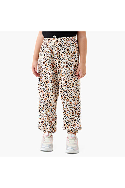 Juniors بنطال رياضي بطبعة زهور كاملة مع رباط للإغلاق
